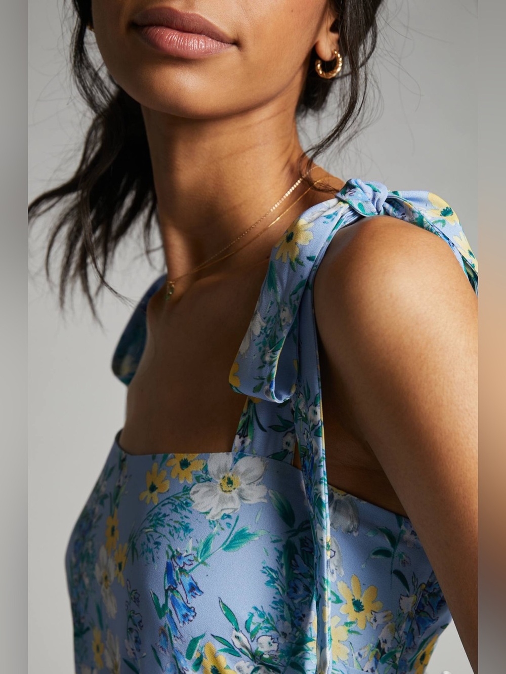 🛍️SALE🛍️ YUMI KIM Iliana Light Blue Floral Tie-Shoulder Maxi Dress - Picture 2 of 6